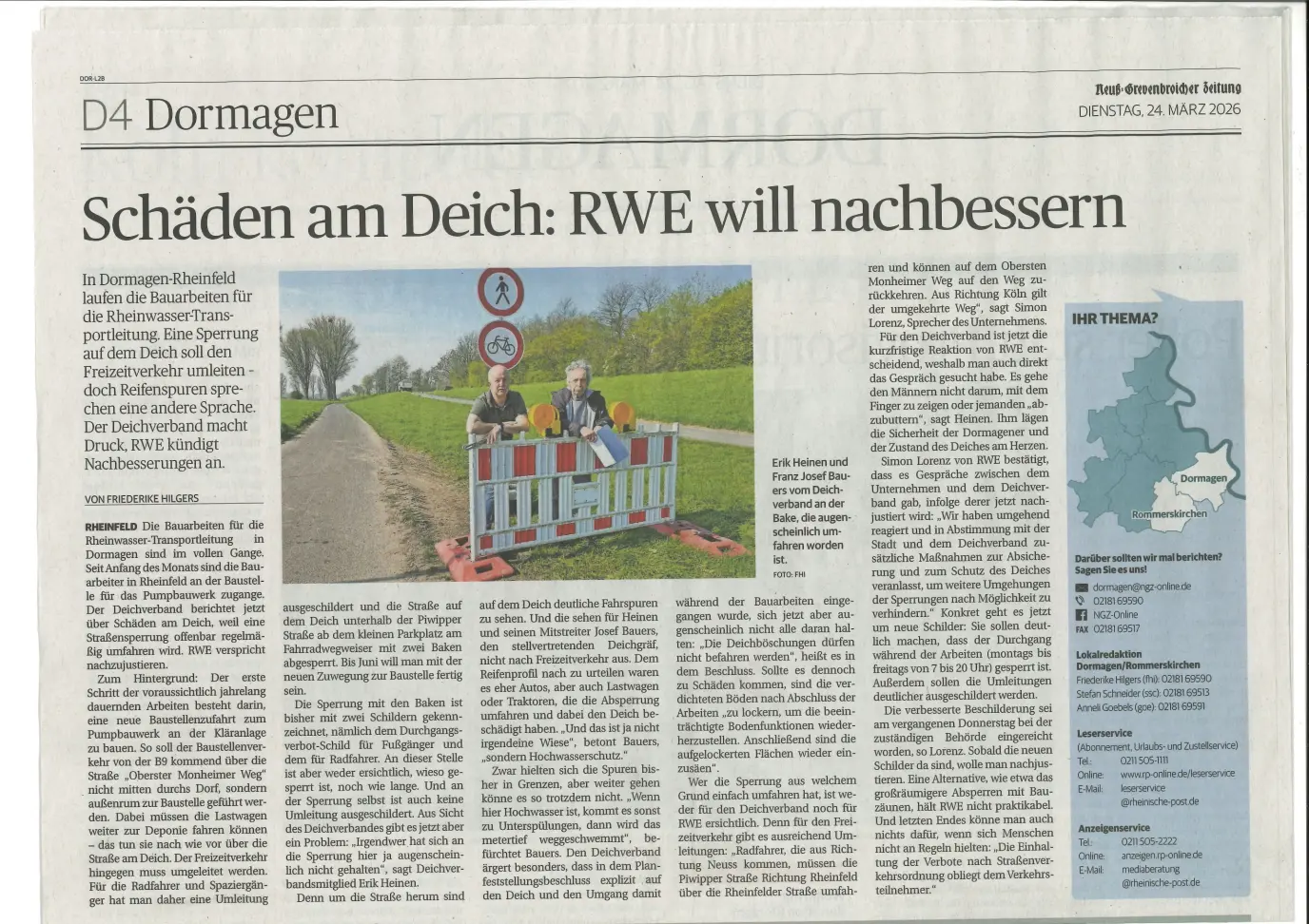 Schäden am Deich: RWE will nachbessern